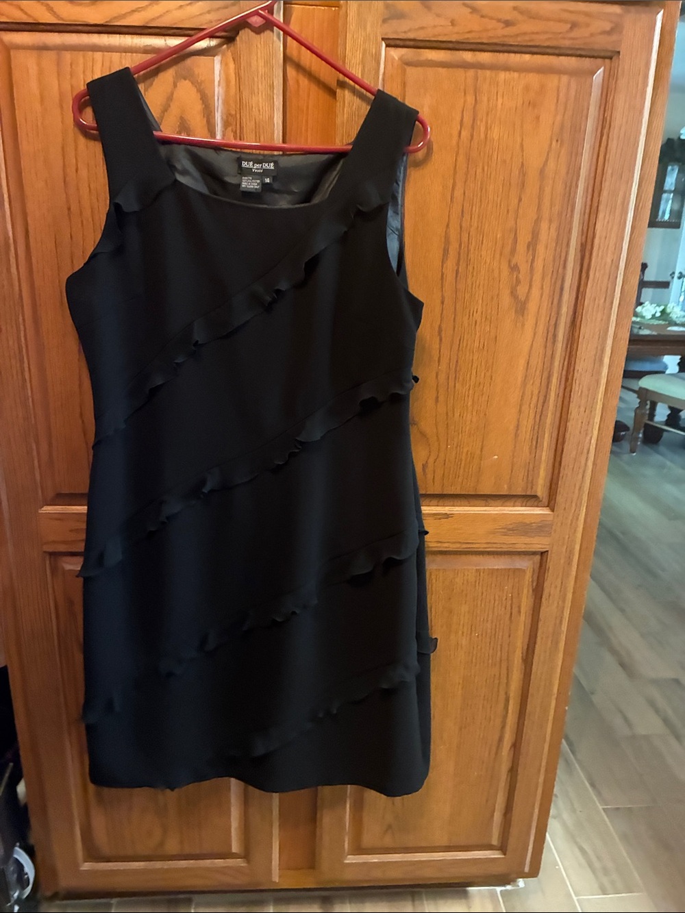 Sleeveless Black Ruffle-Tier Mini Dress by Due per Due size 14